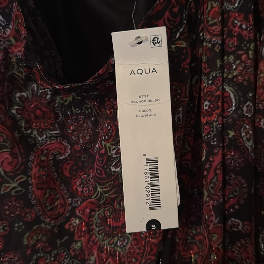 AQUA Criss-Cross Off the Shoulder Black/Red Dress, Sz. Small, NWT - Picture 3 of 3
